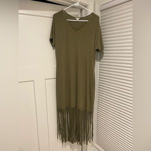 CATO-Army green fringe dress size M